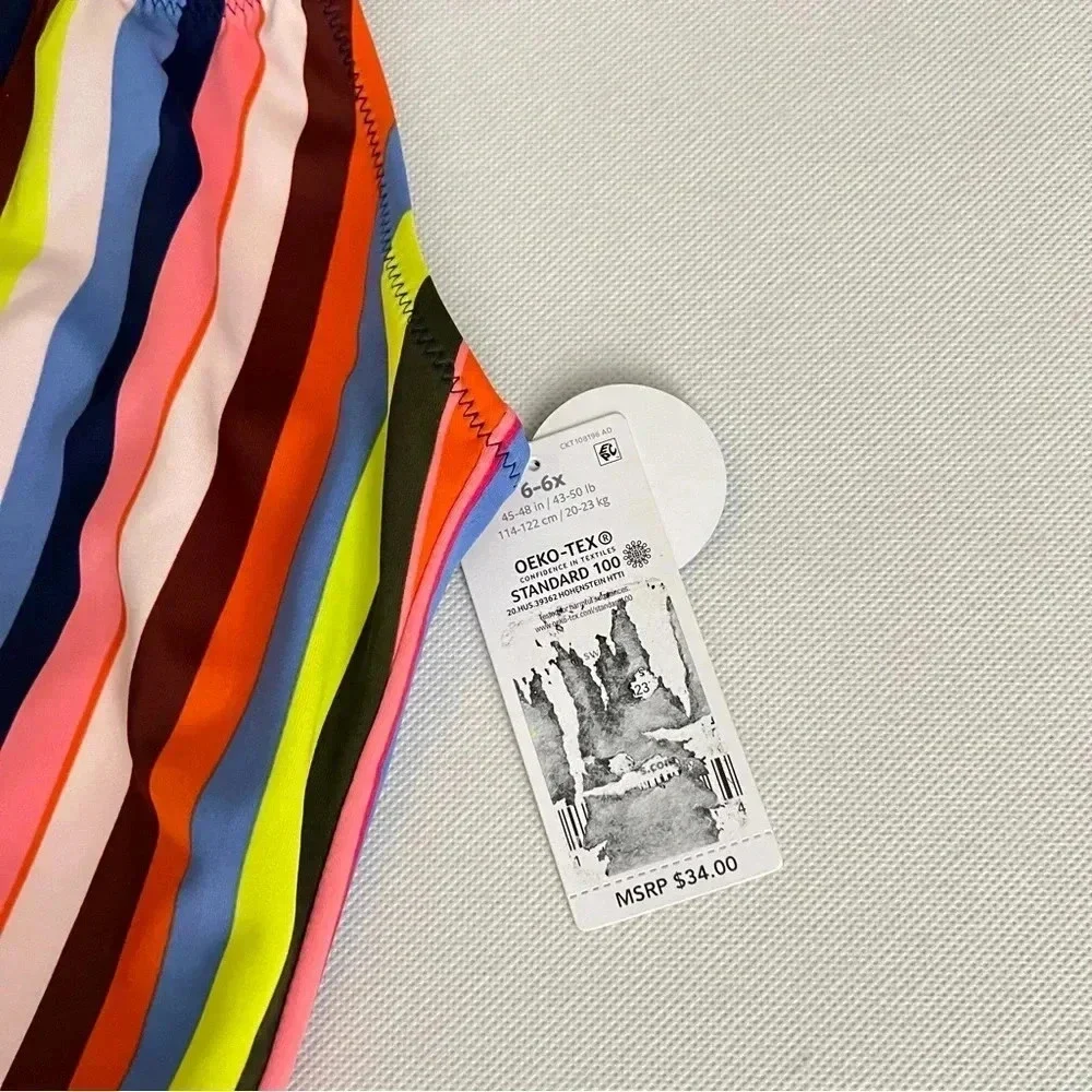 Carter's Kid Swim Suit One Piece Size 6 Multi-Colored Stripes Lined UPF 50+